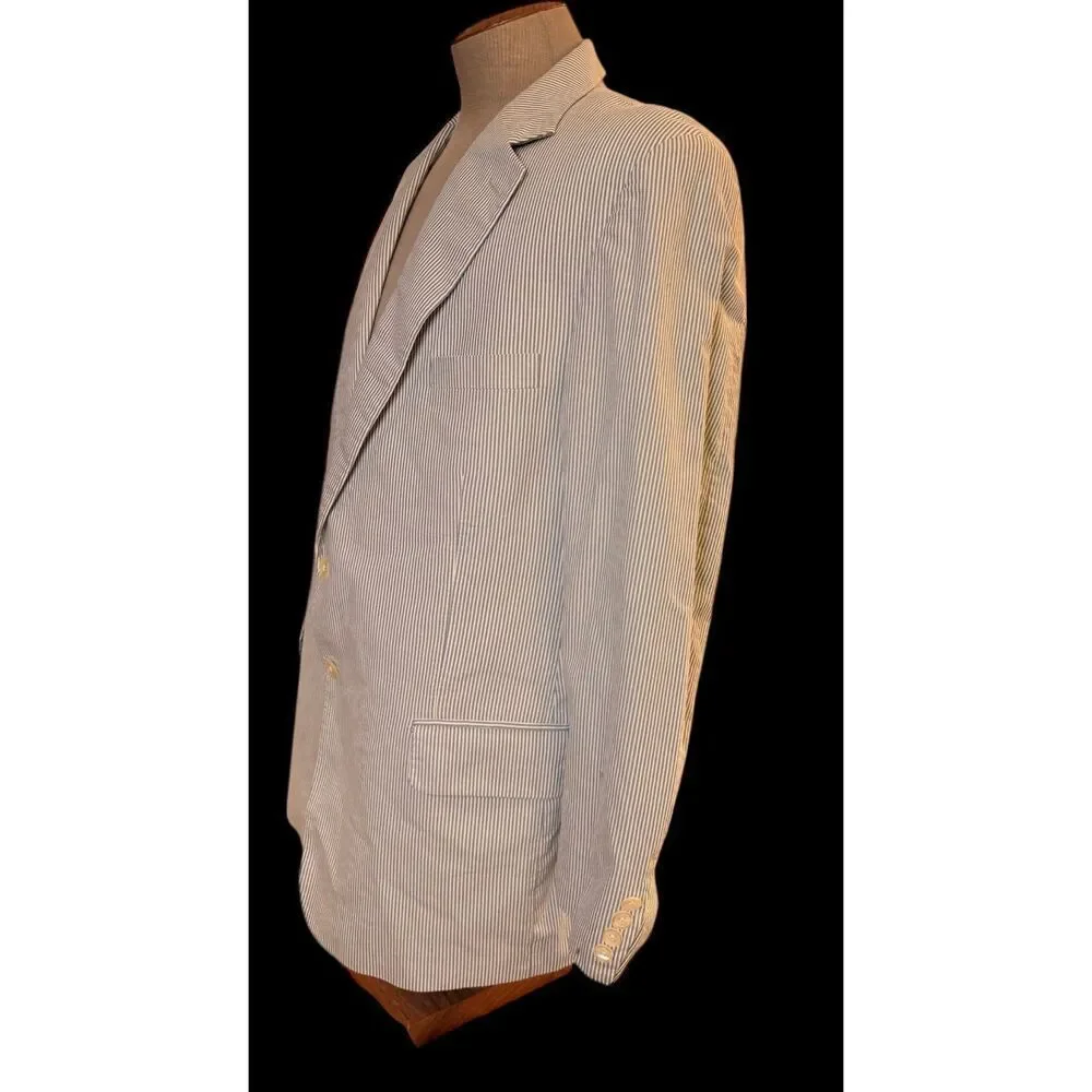 Corbin Men’s Sport Coat Blazer Blue White Seersucker - Picture 7 of 11